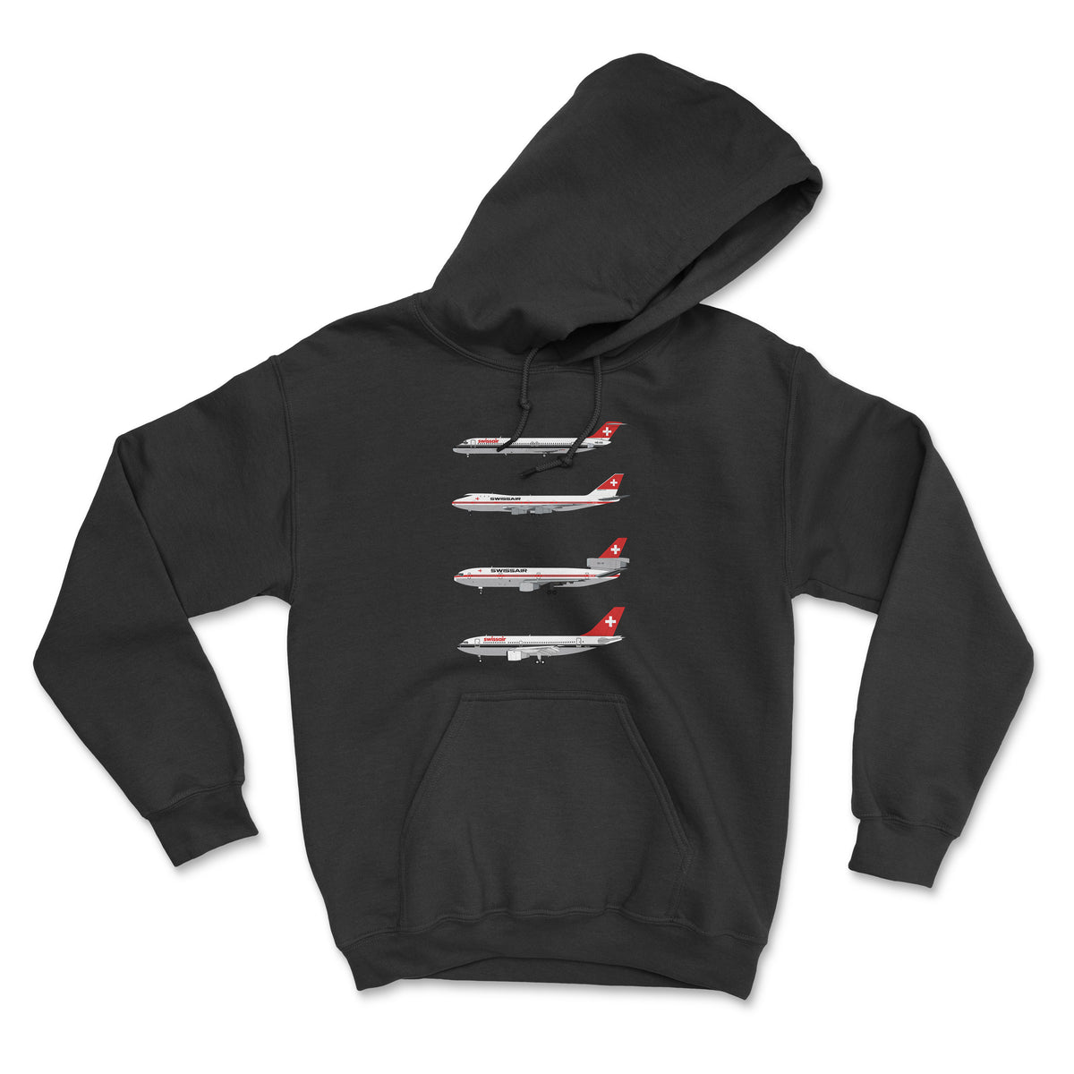 Swissair DC-9, B747, DC-10, A310 Unisex Hoodie - Black