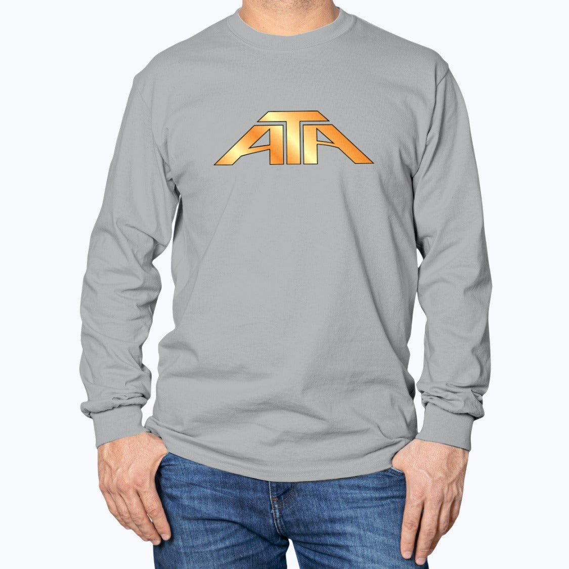 ATA Airlines Unisex Long Sleeve T-Shirt - Sport Grey - Model