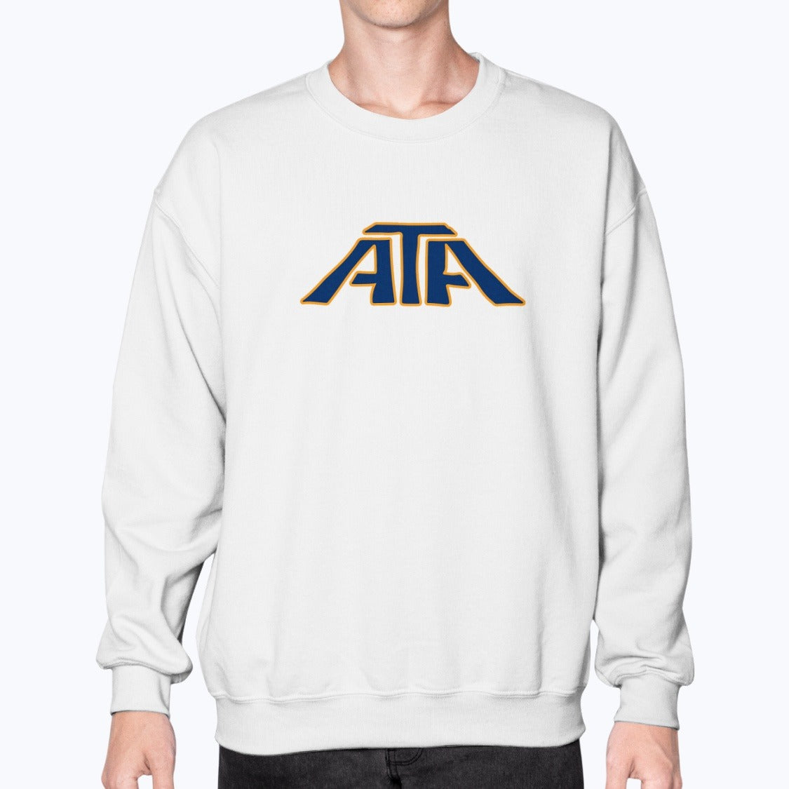 ATA Airlines Unisex Sweatshirt - White - Model