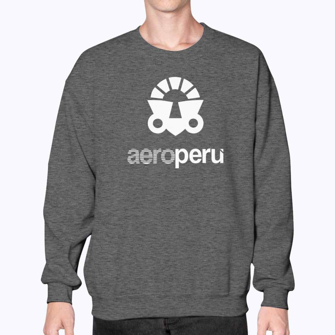 Aeroperu Unisex Sweatshirt - Dark Heather - Model