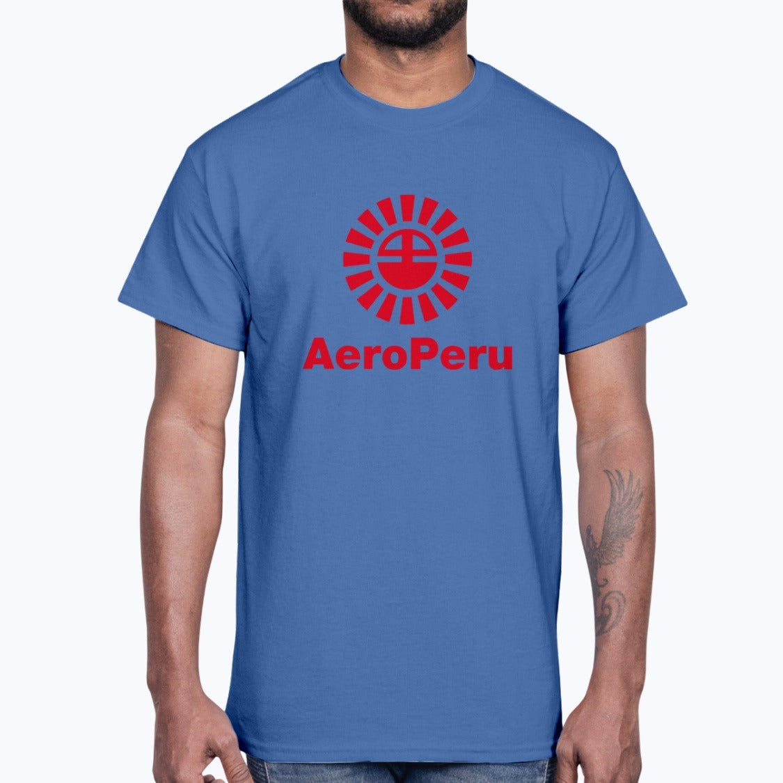 Aeroperu Unisex T-Shirt - Royal Blue - Model