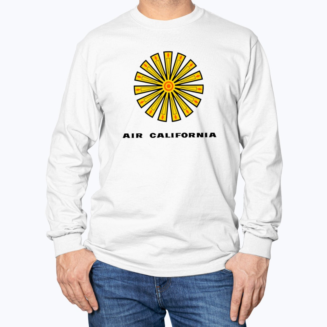 Air California Unisex Long Sleeve T-Shirt - White - Model