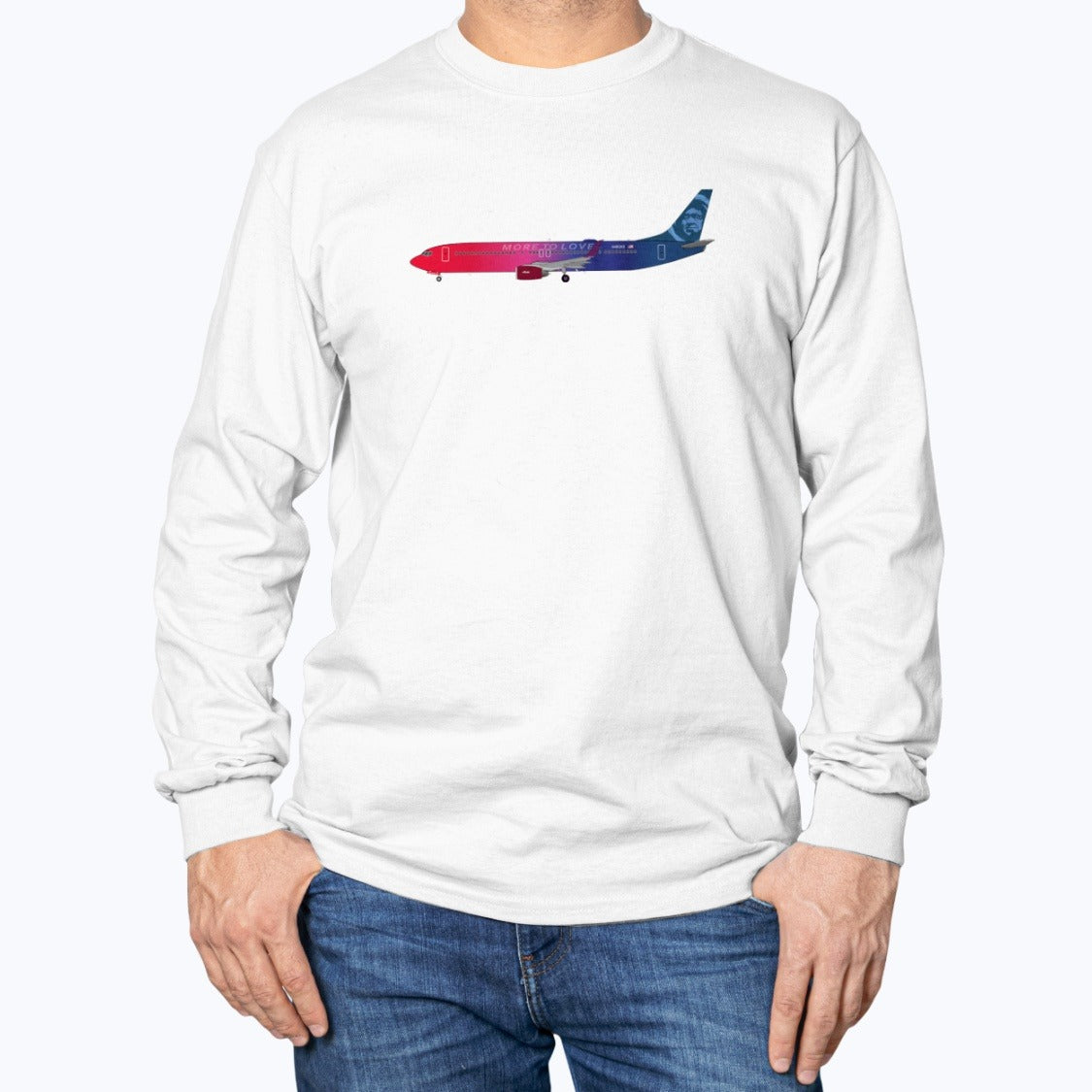 Alaska Airlines B737-900ER Unisex Long Sleeve T-Shirt - White - Model