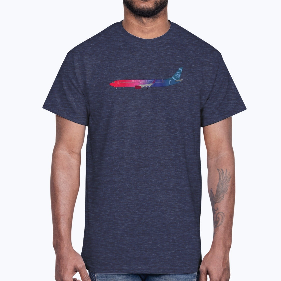 Alaska Airlines B737-900ER Unisex T-Shirt - Heather Navy - Model