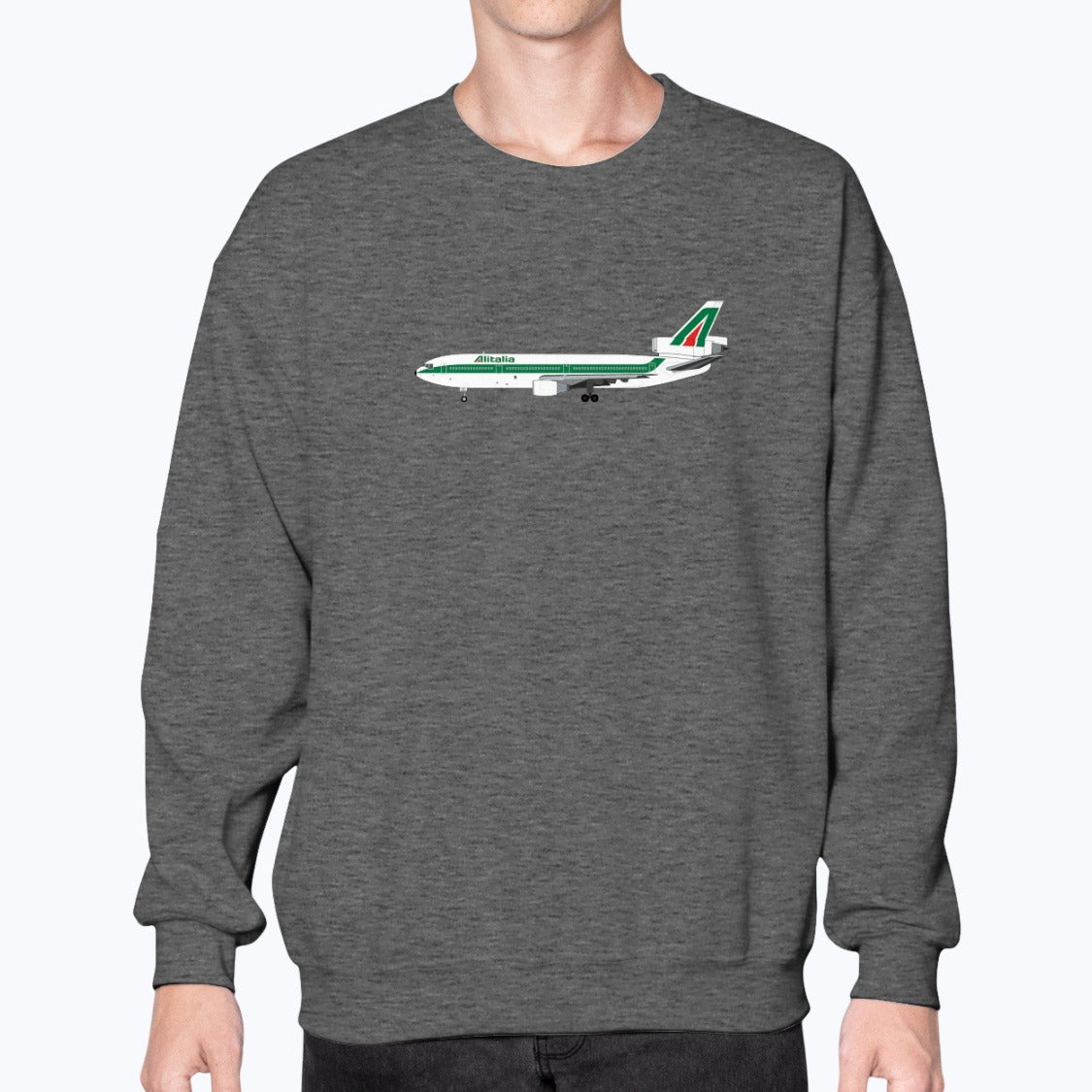Alitalia DC-10 Unisex Sweatshirt - Dark Heather - Model