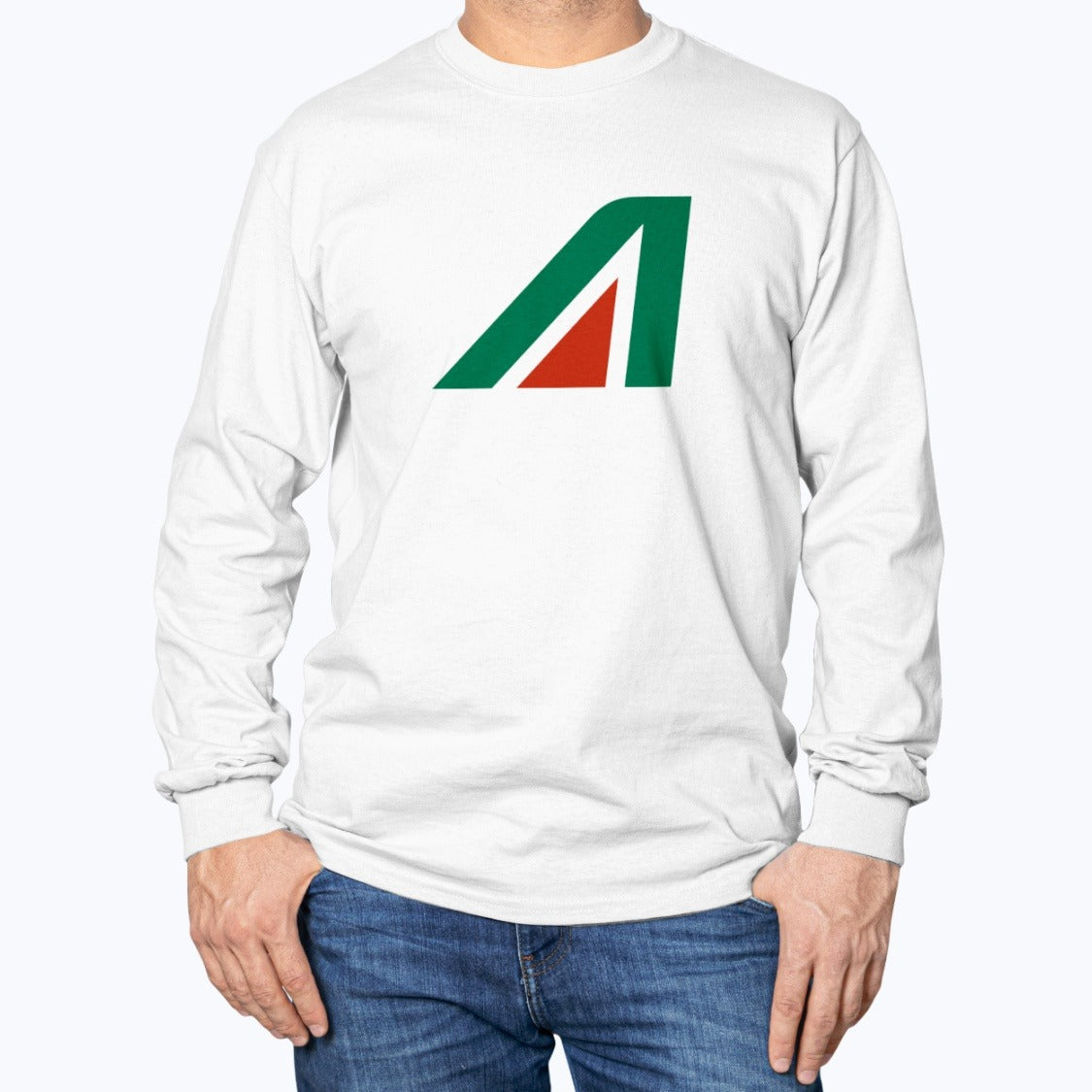 Alitalia Unisex Long Sleeve T-Shirt - White - Model