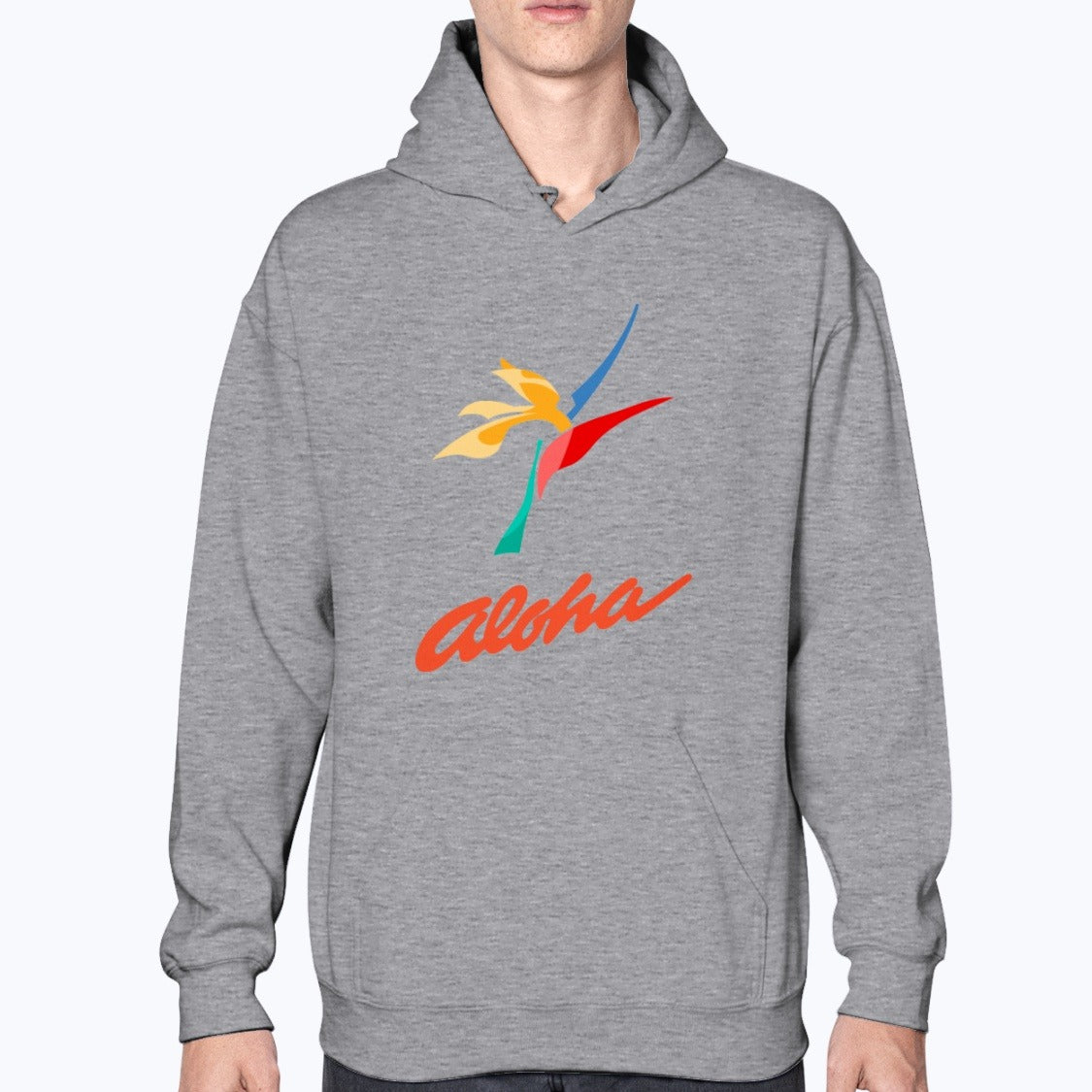 Aloha Airlines Unisex Hoodie - Sport Grey - Model