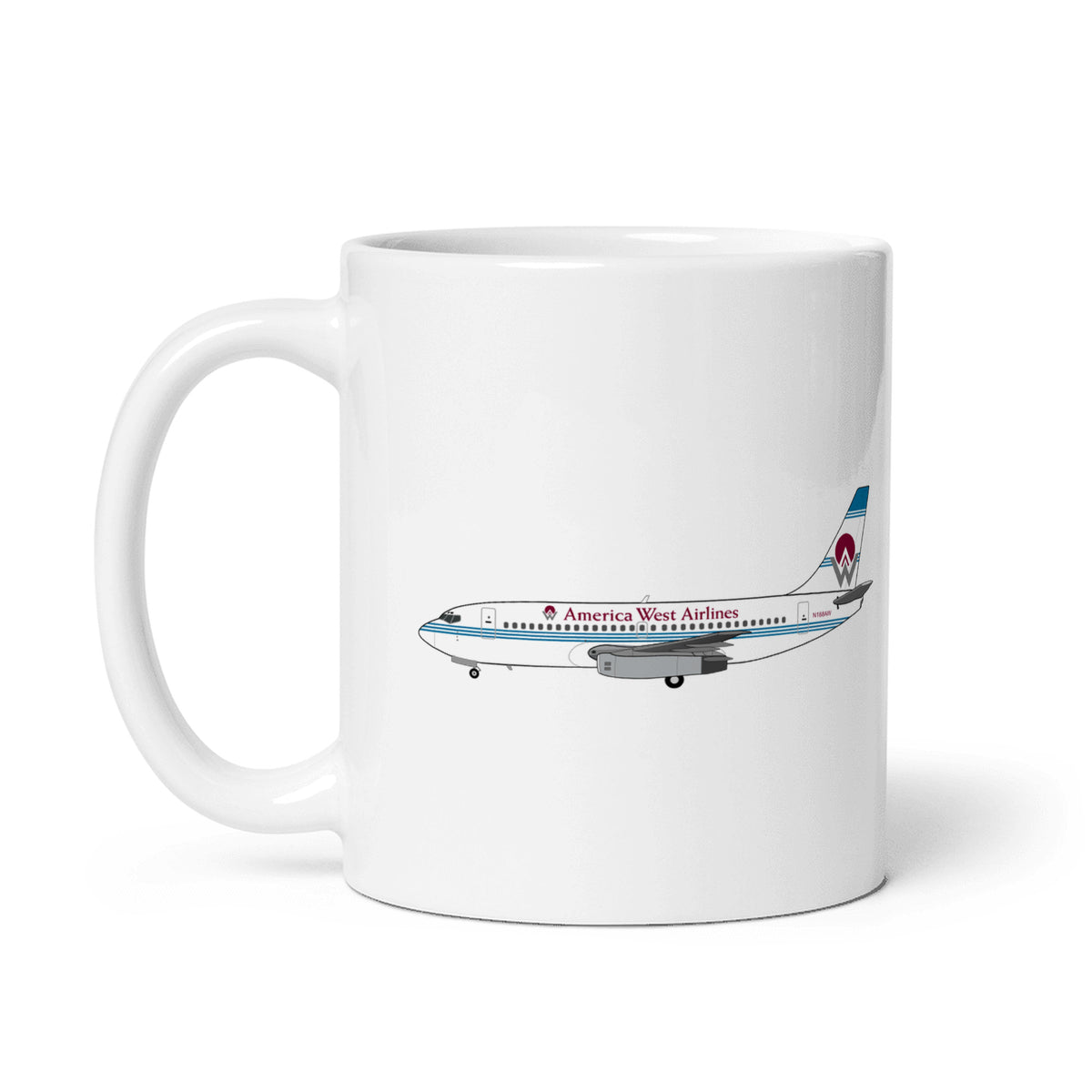 America West Airlines B737 Coffee Mug - White - 11 oz - Right