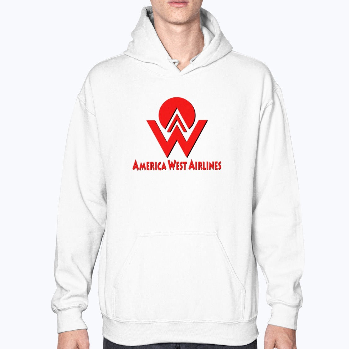 America West Airlines Unisex Hoodie - White - Model