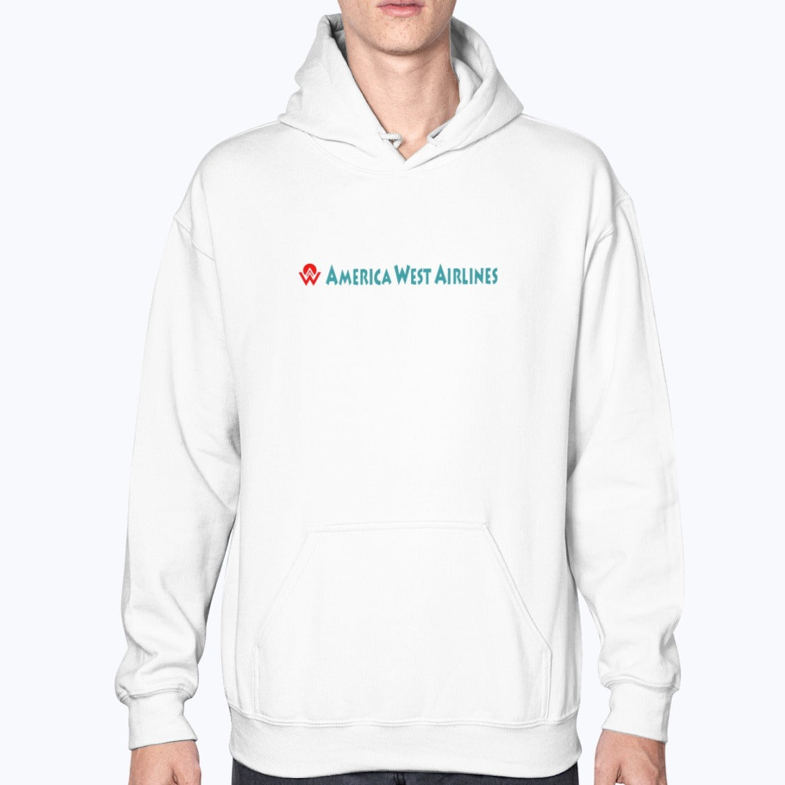 America West Airlines Unisex Hoodie - White - Model