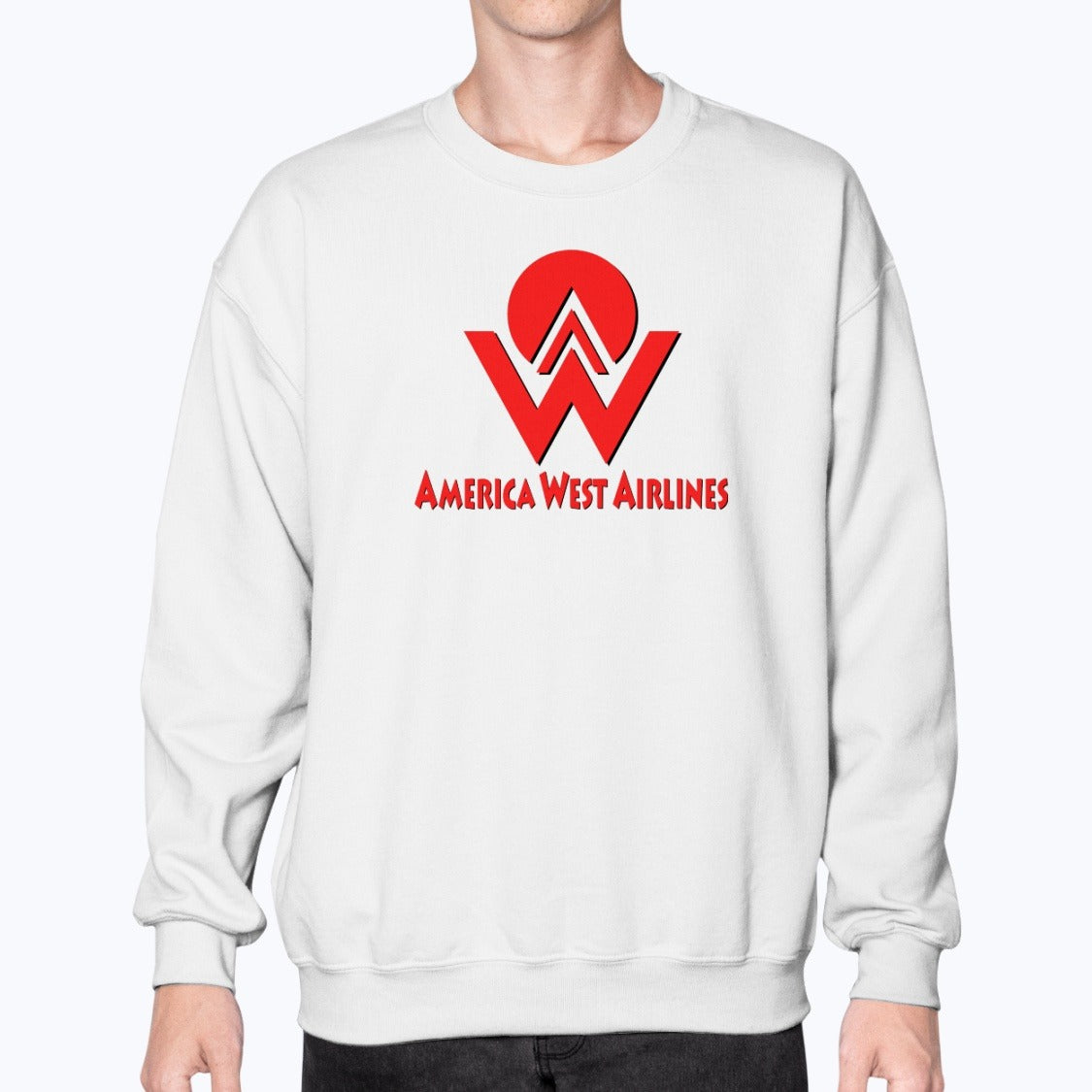 America West Airlines Unisex Sweatshirt - White - Model