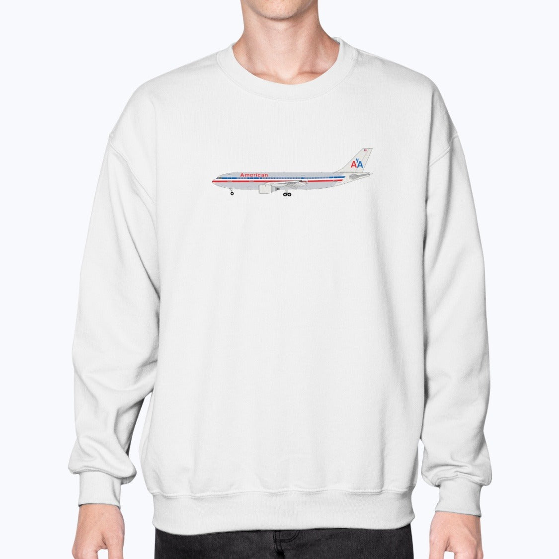 American Airlines A300 Unisex Sweatshirt - White - Model