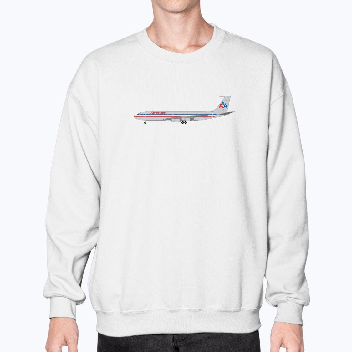 American Airlines B707 Unisex Sweatshirt - White - Model