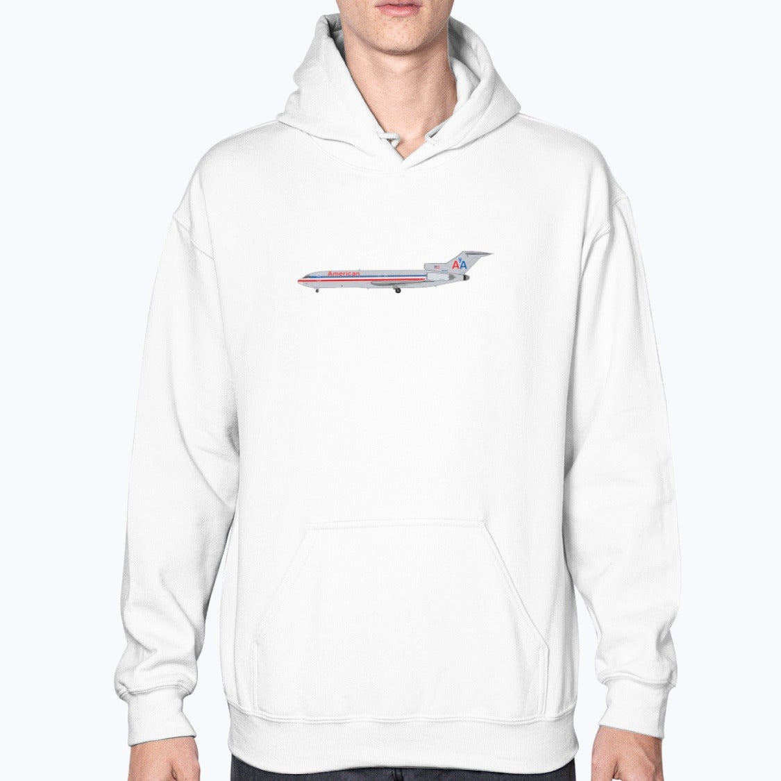 American Airlines B727 Unisex Hoodie - White - Model