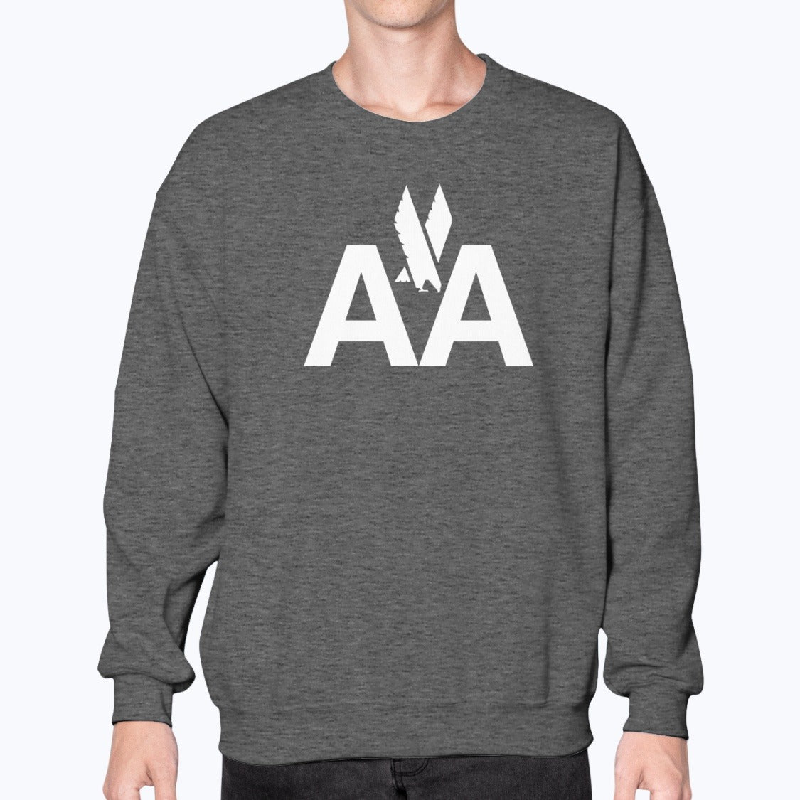 American Airlines Unisex Sweatshirt - Dark Heather - Model