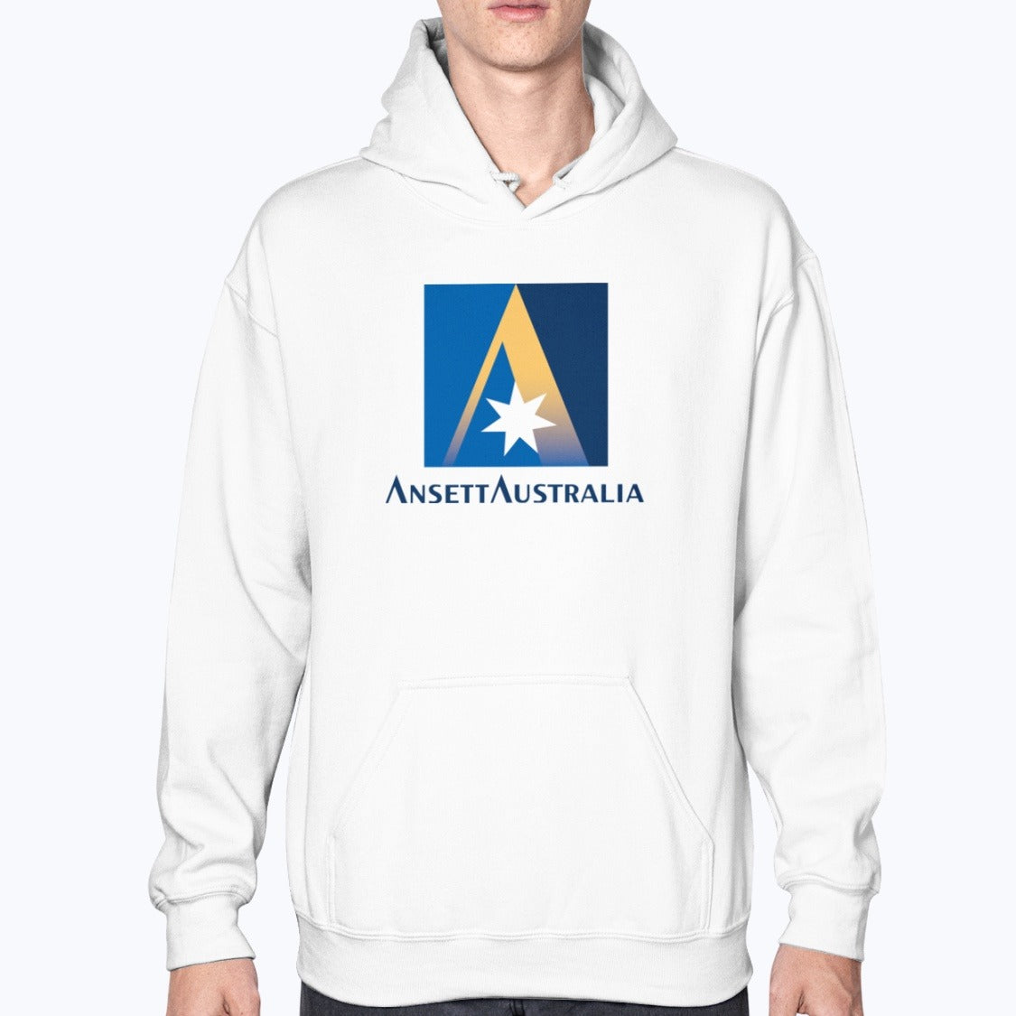 Ansett Australia Unisex Hoodie - White - Model