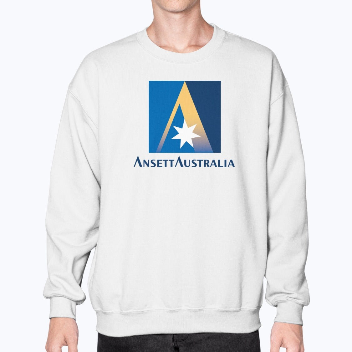 Ansett Australia Unisex Sweatshirt - White - Model