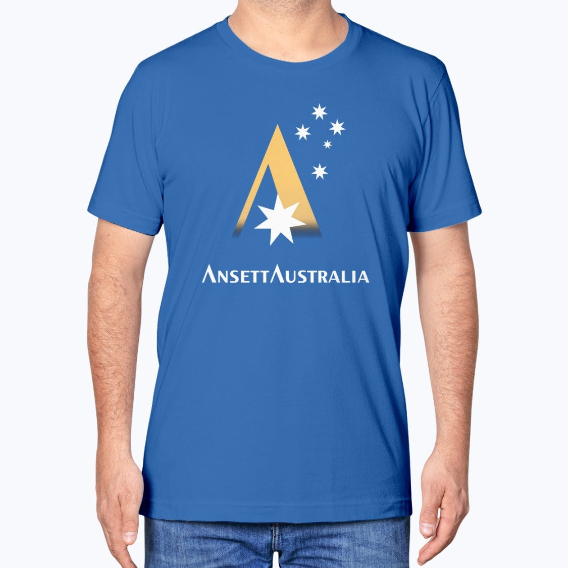 Ansett Australia Unisex T-Shirt - True Royal - Model