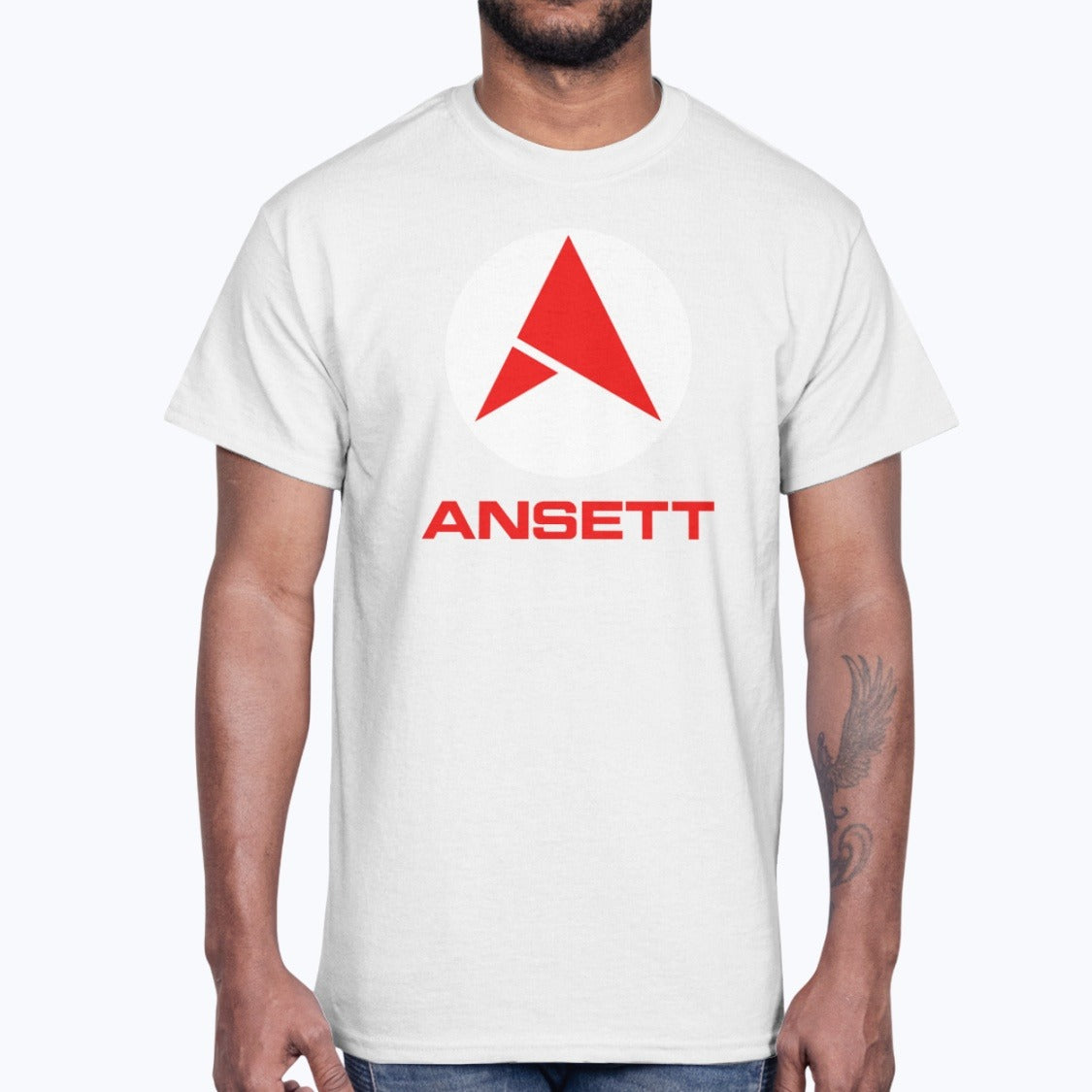 Ansett Australia Unisex T-Shirt - White - Model