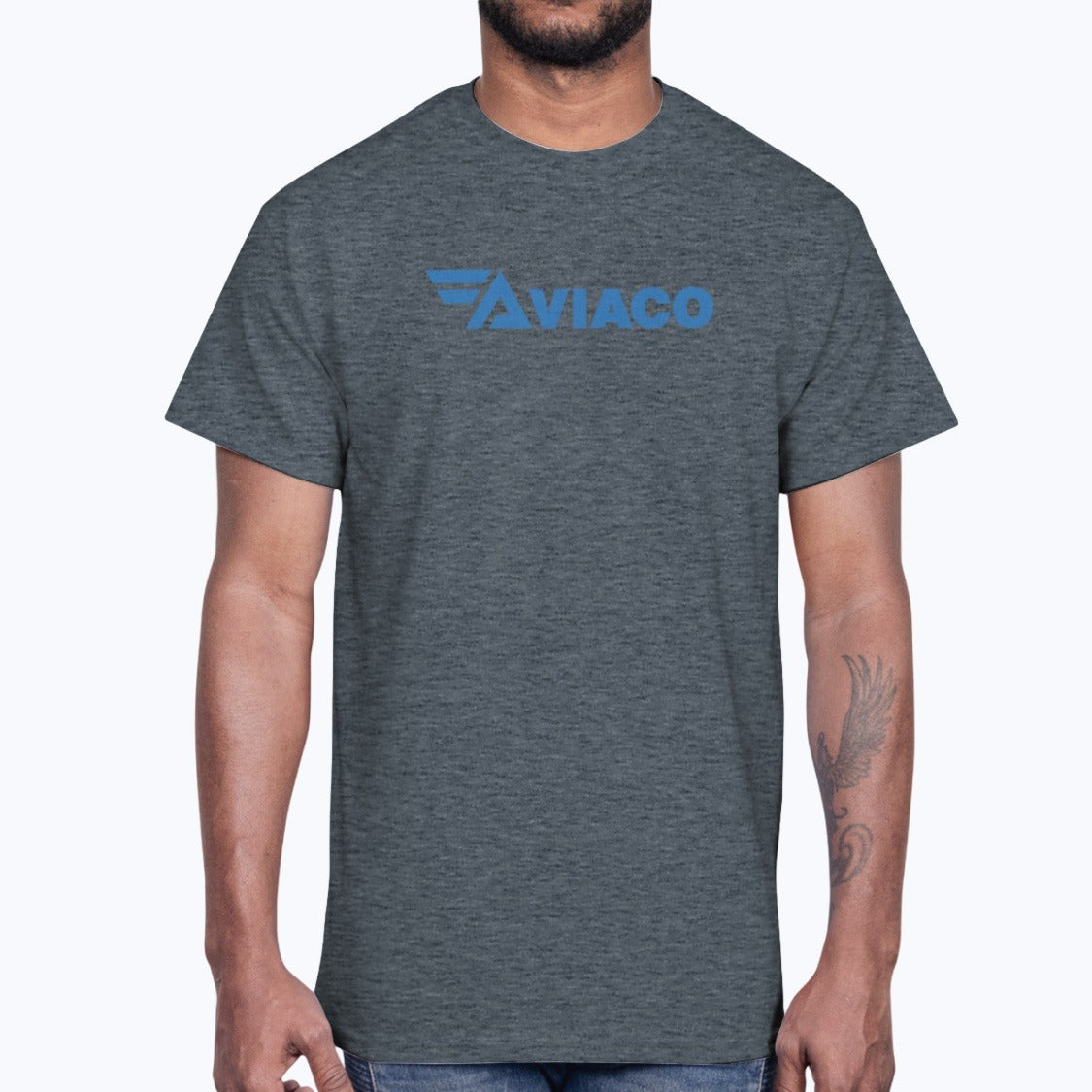 Aviaco Unisex T-Shirt - Dark Heather - Model
