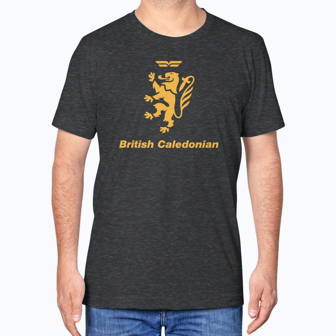 BCal British Caledonian Unisex T-Shirt - Dark Grey Heather - Model