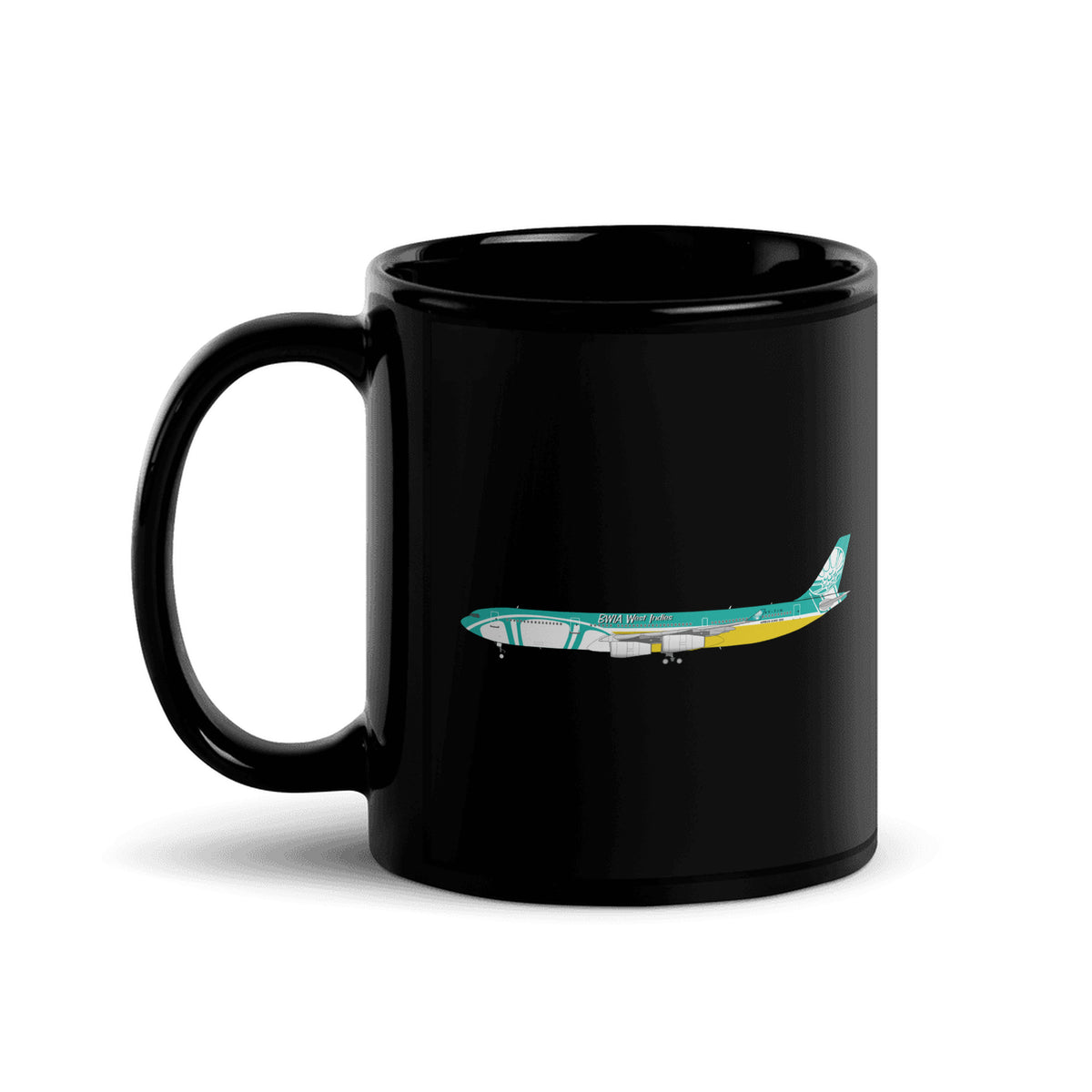 BWIA West Indies Airways A340 Coffee Mug - Black - 11 oz - Right