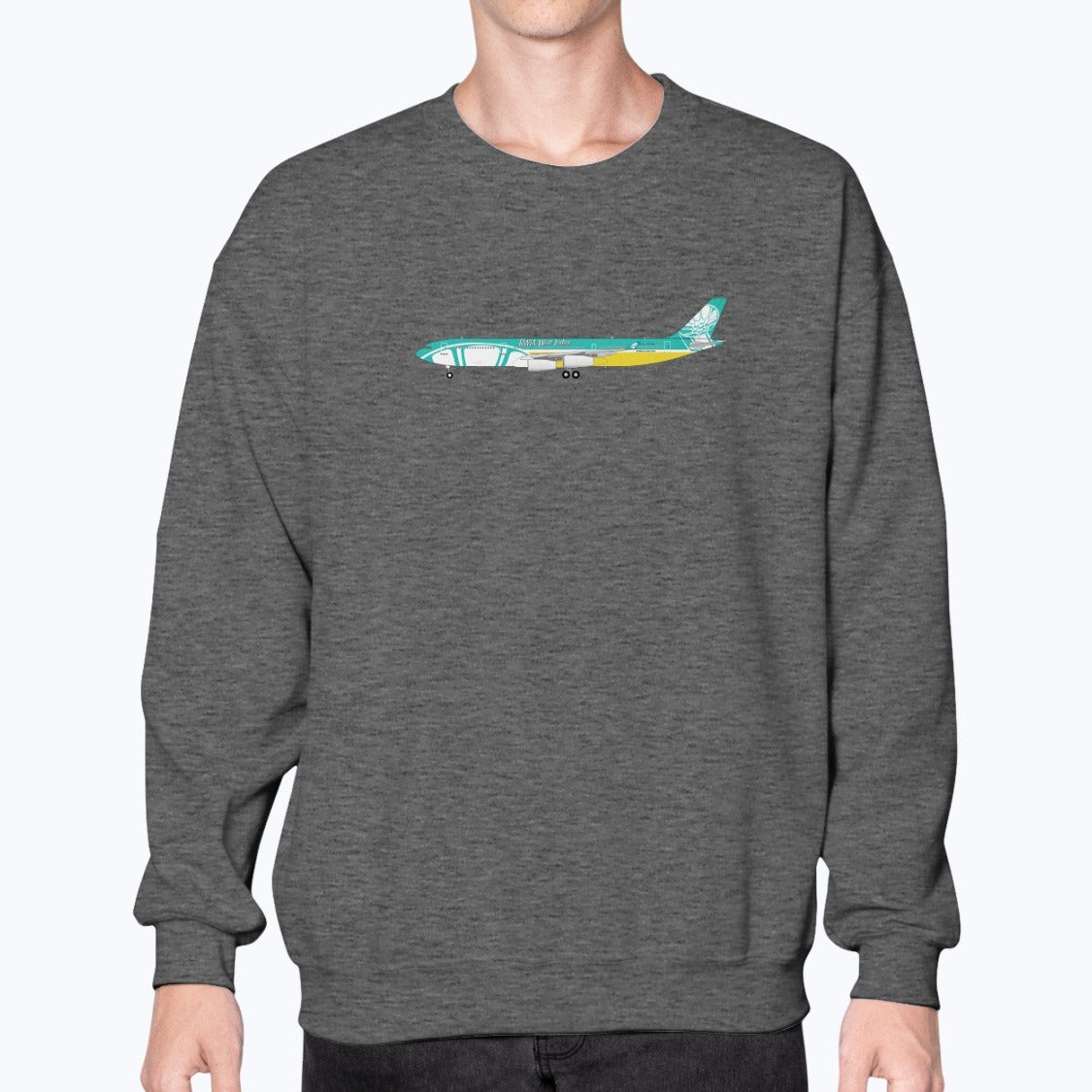 BWIA West Indies Airways A340 Unisex Sweatshirt - Dark Heather - Model