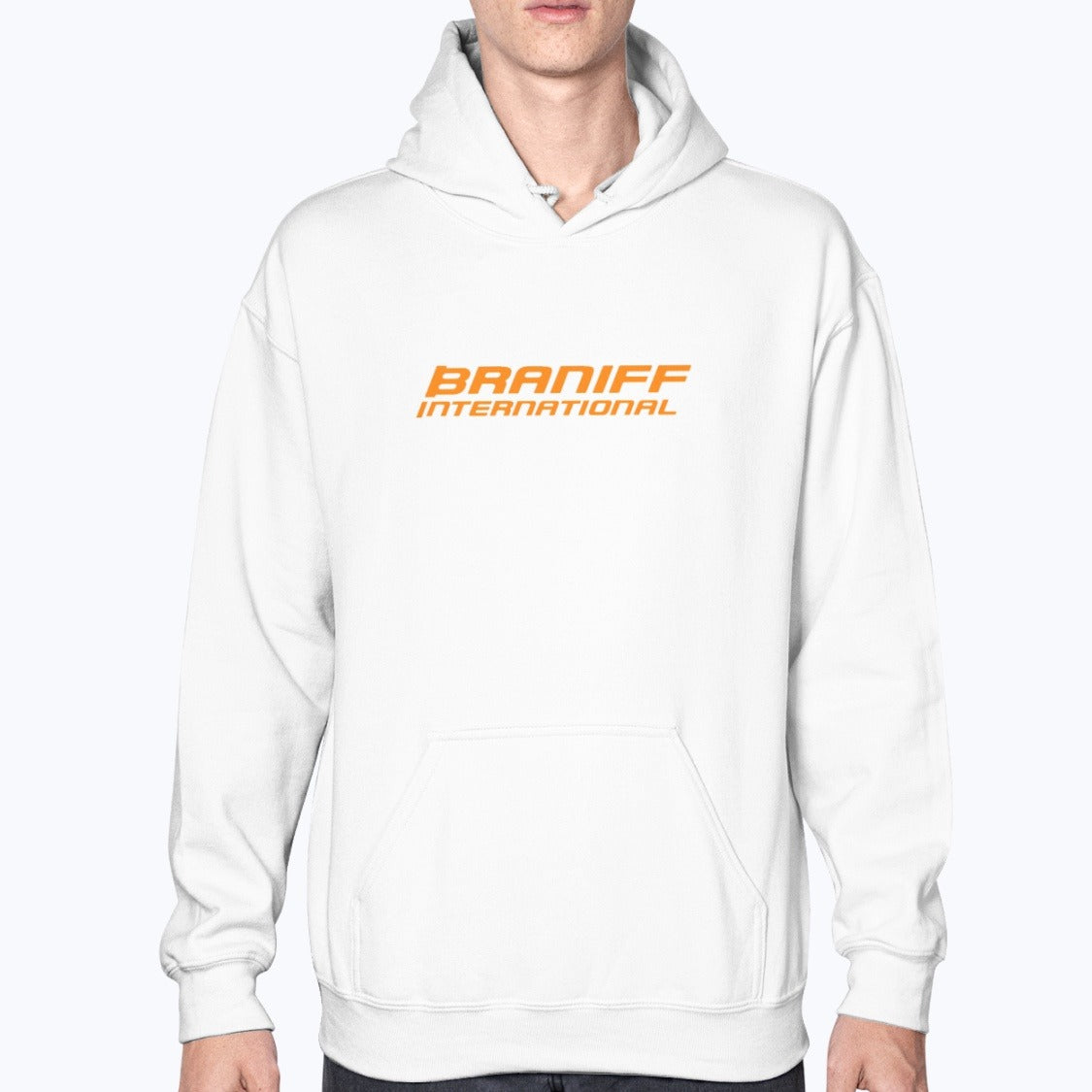 Braniff International Unisex Hoodie - White - Model