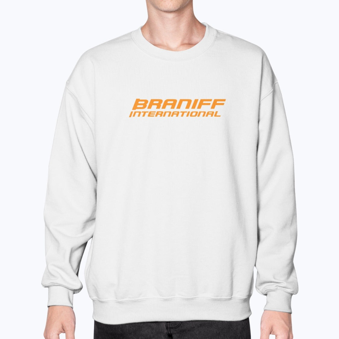 Braniff International Unisex Sweatshirt - White - Model
