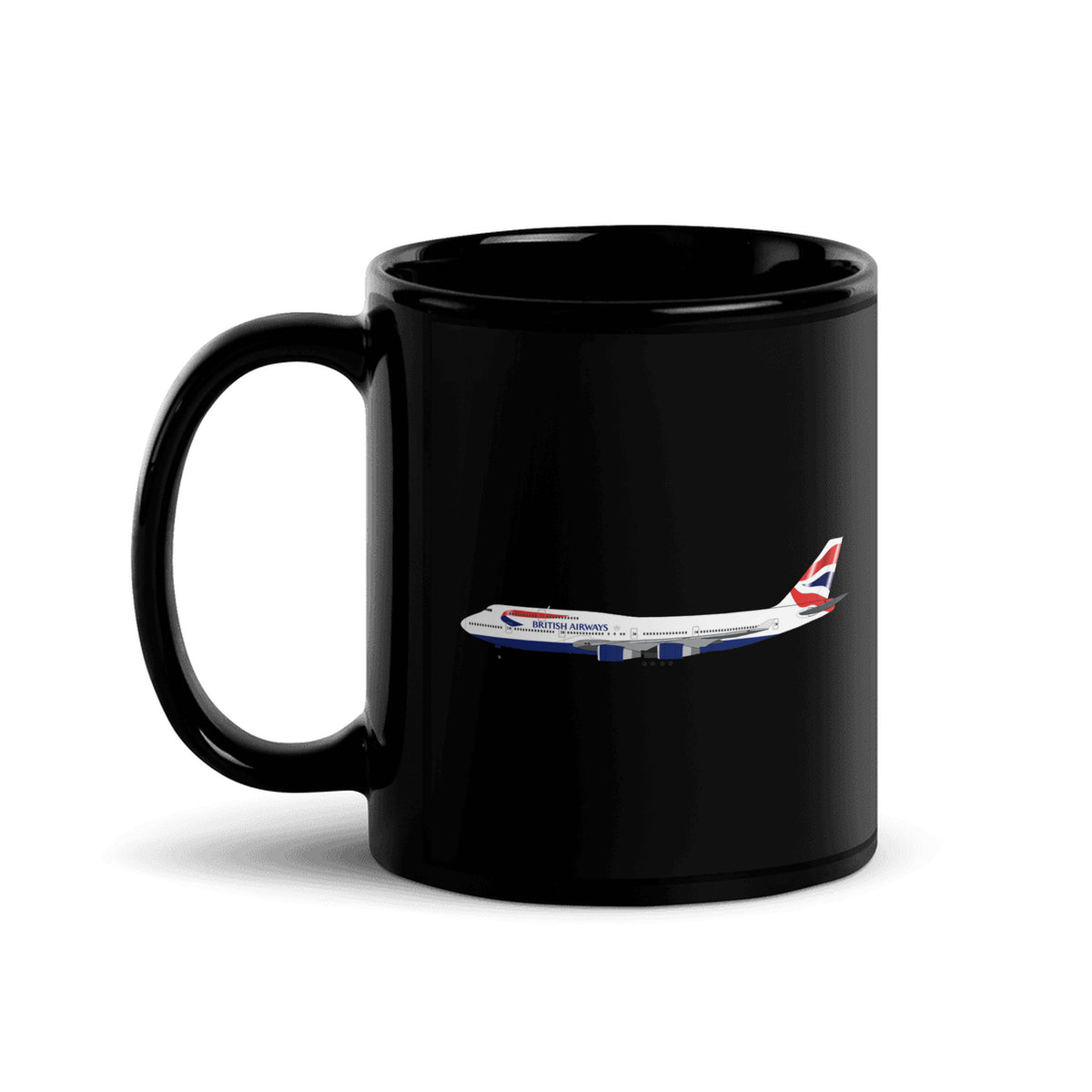 British Airways B747-400 Coffee Mug - Black - 11 oz - Right