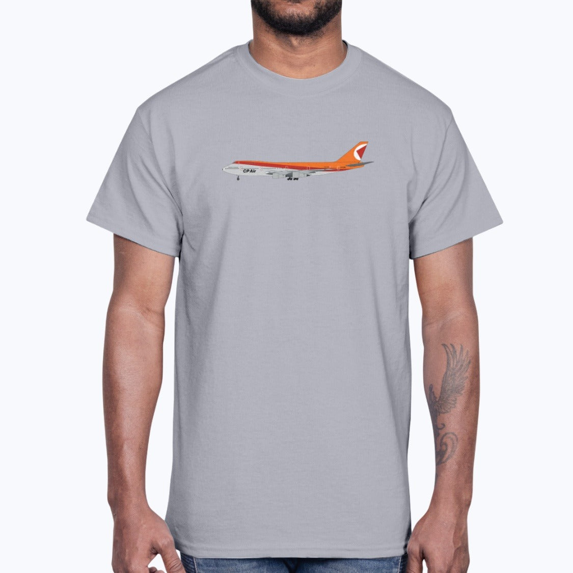 CP Air B747-200 Unisex T-Shirt - Sport Grey - Model
