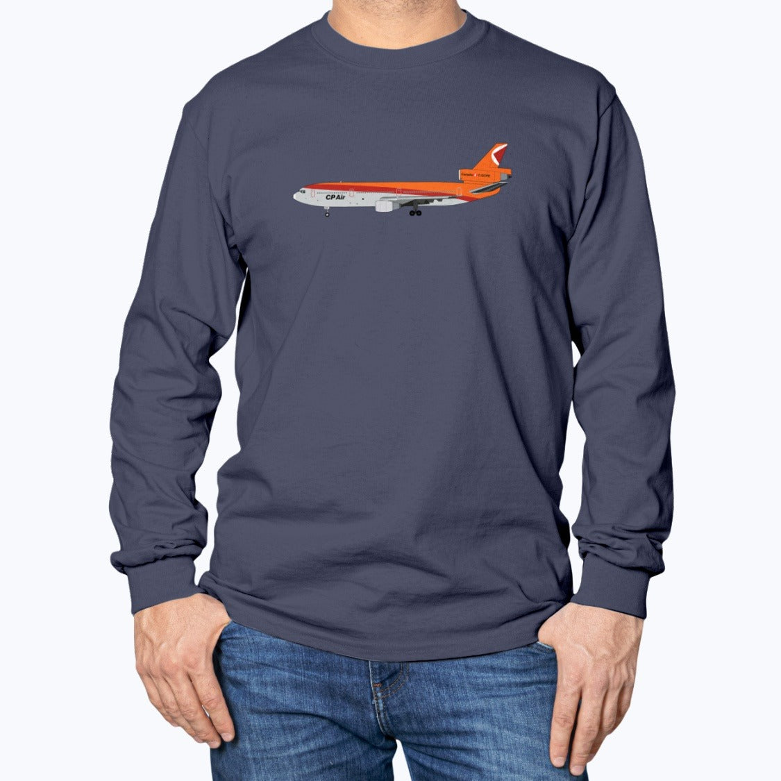 CP Air DC-10 Unisex Long Sleeve T-Shirt - Navy - Model