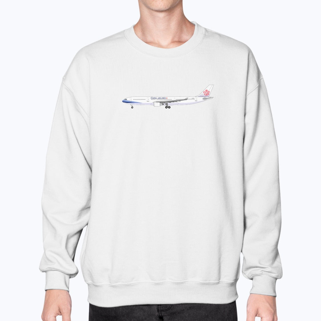 China Airlines A330 Unisex Sweatshirt - White - Model