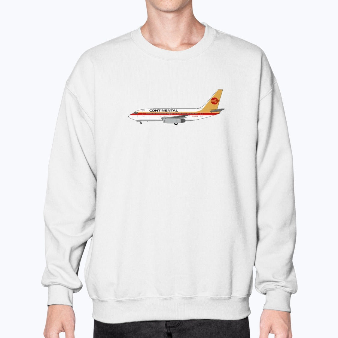 Continental Airlines B737 Unisex Sweatshirt - White - Model