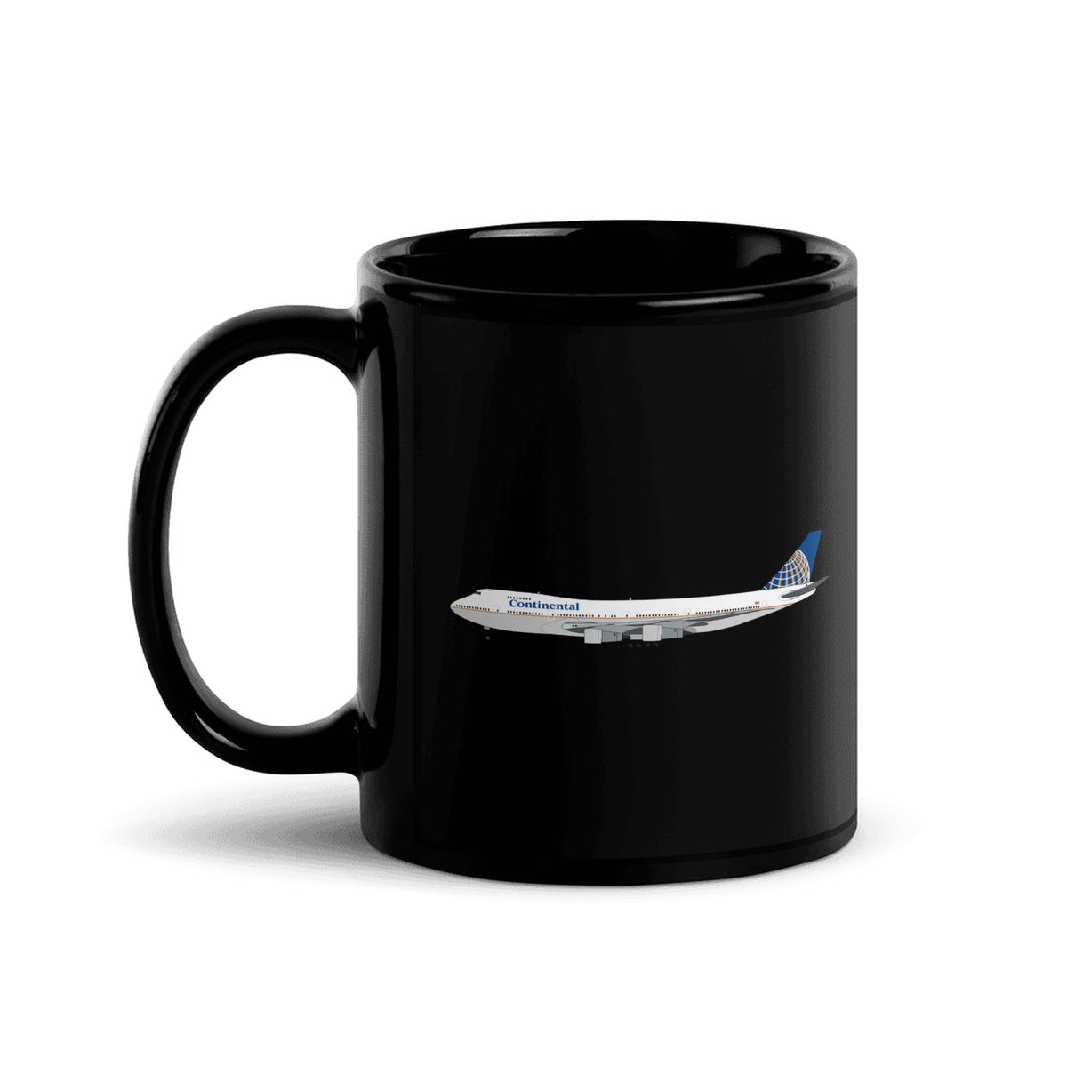 Continental Airlines B747-200B Coffee Mug - Black - 11 oz - Right