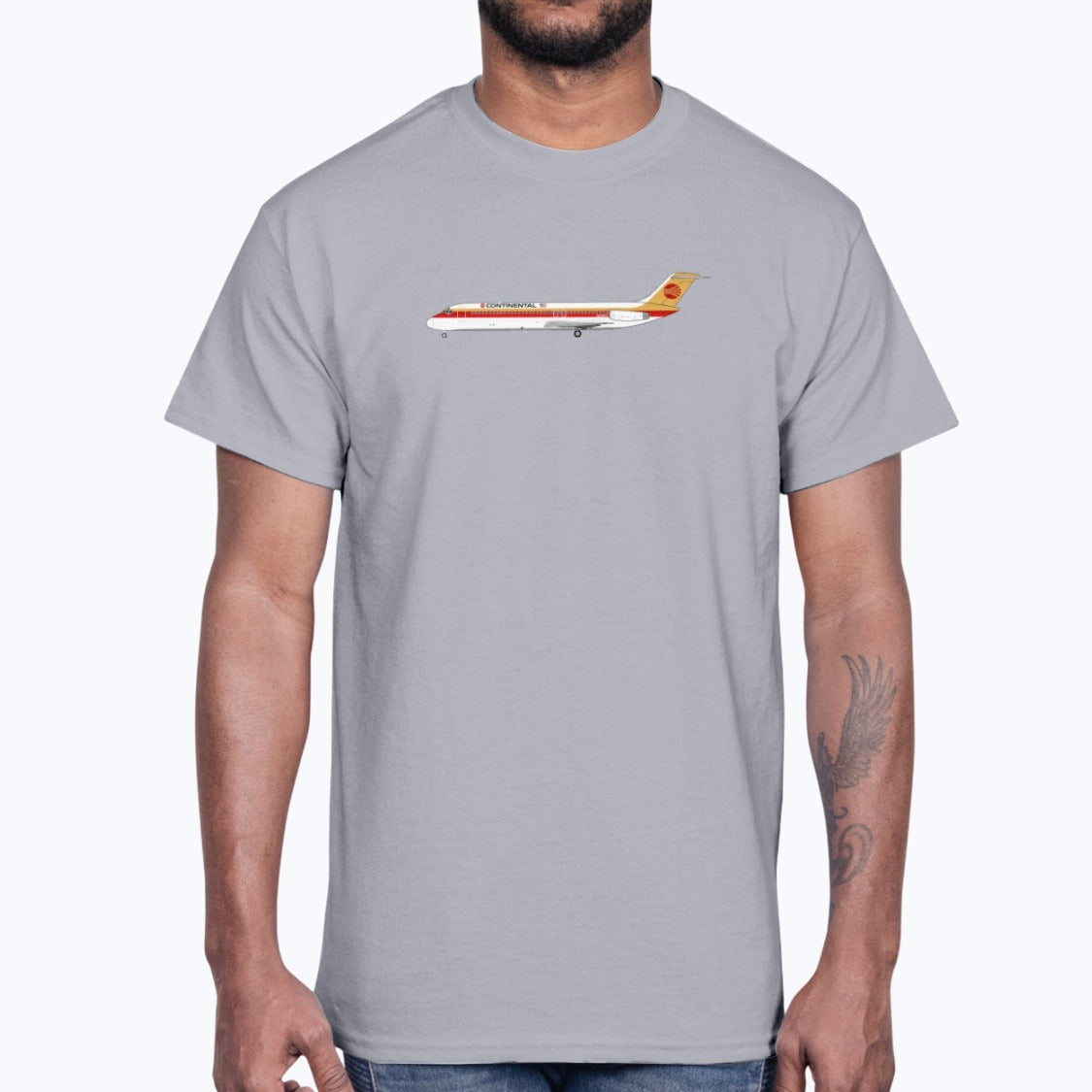 Continental Airlines DC-9-32 Unisex T-Shirt - Sport Grey - Model