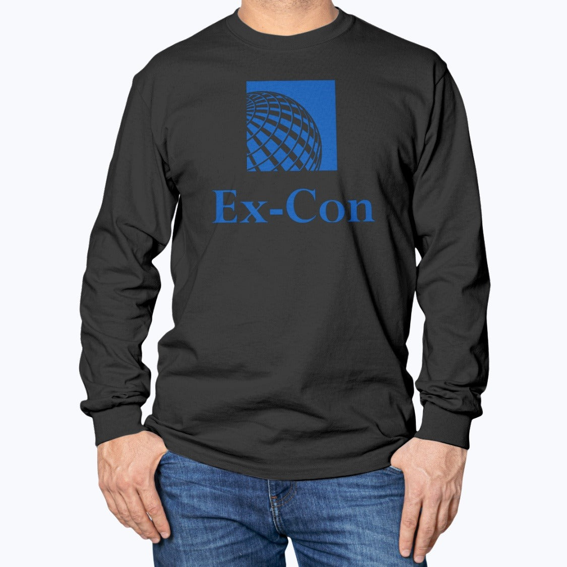 Continental Airlines Ex-Con Unisex Long Sleeve T-Shirt - Black - Model