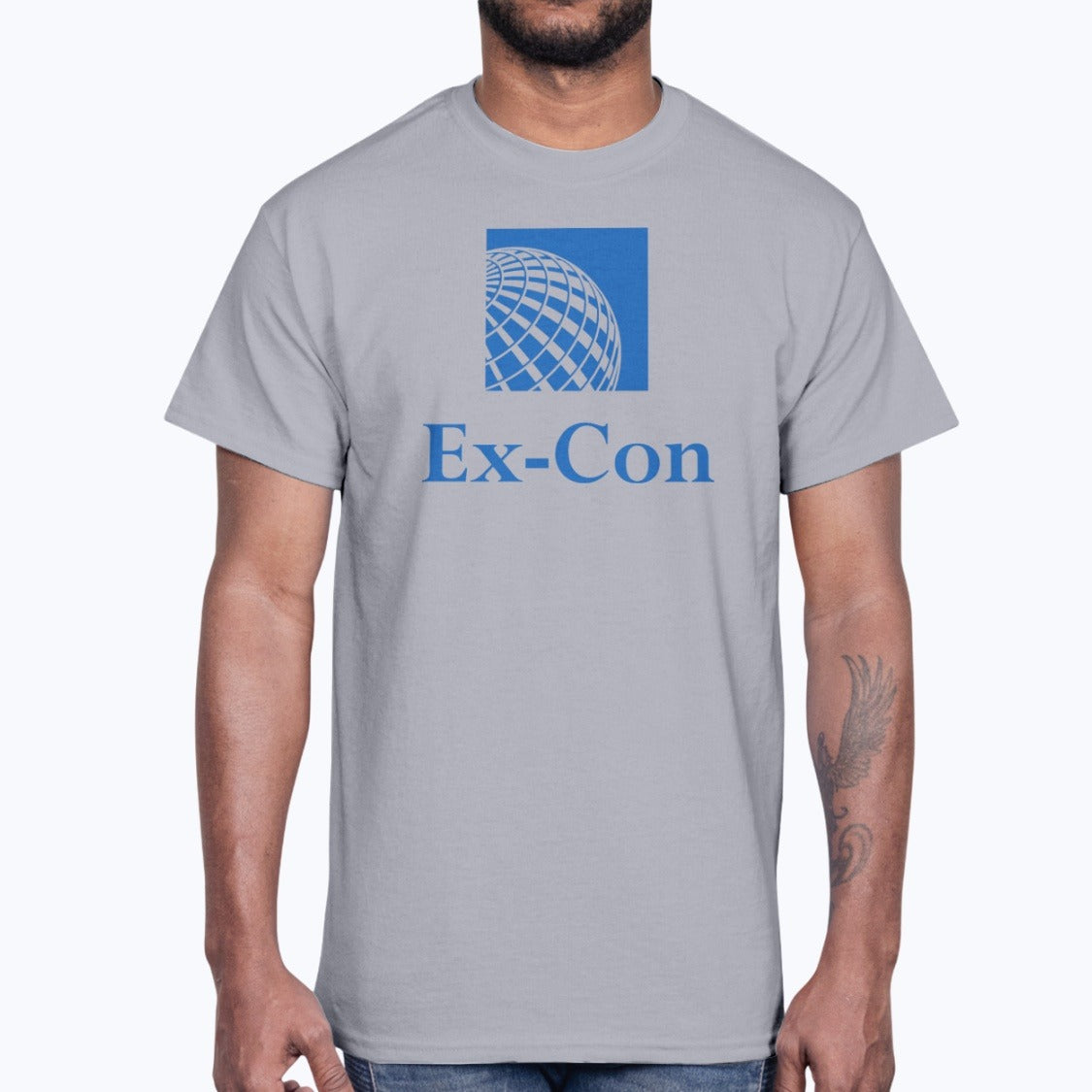 Continental Airlines Ex-Con Unisex T-Shirt - Sport Grey - Model