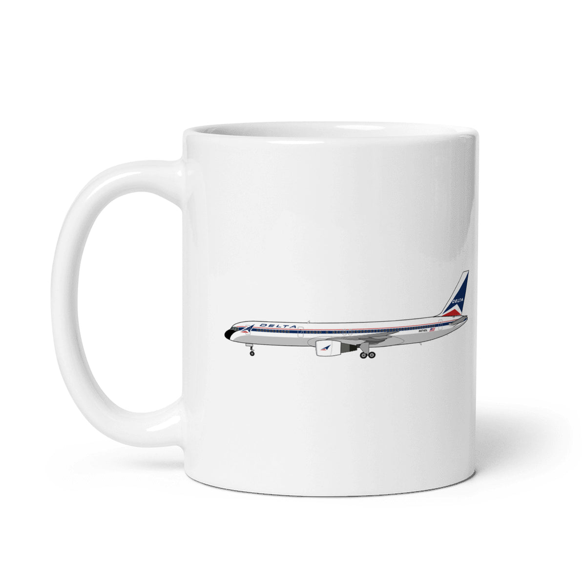 Delta Air Lines B757-200 Coffee Mug - White - 11 oz - Right