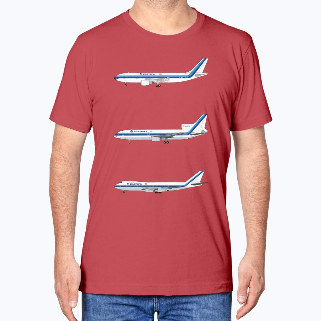 Eastern Air Lines A300, L-1011, B747-100 Unisex T-Shirt - Red - Model