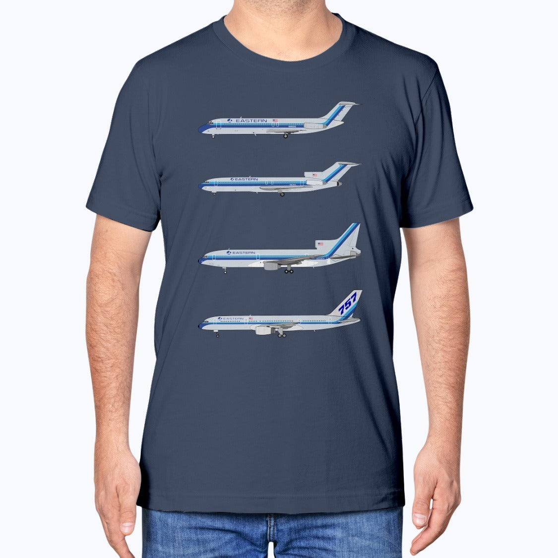 Eastern Air Lines DC-9, B727, L-1011, B757-200 Unisex T-Shirt - Navy - Model