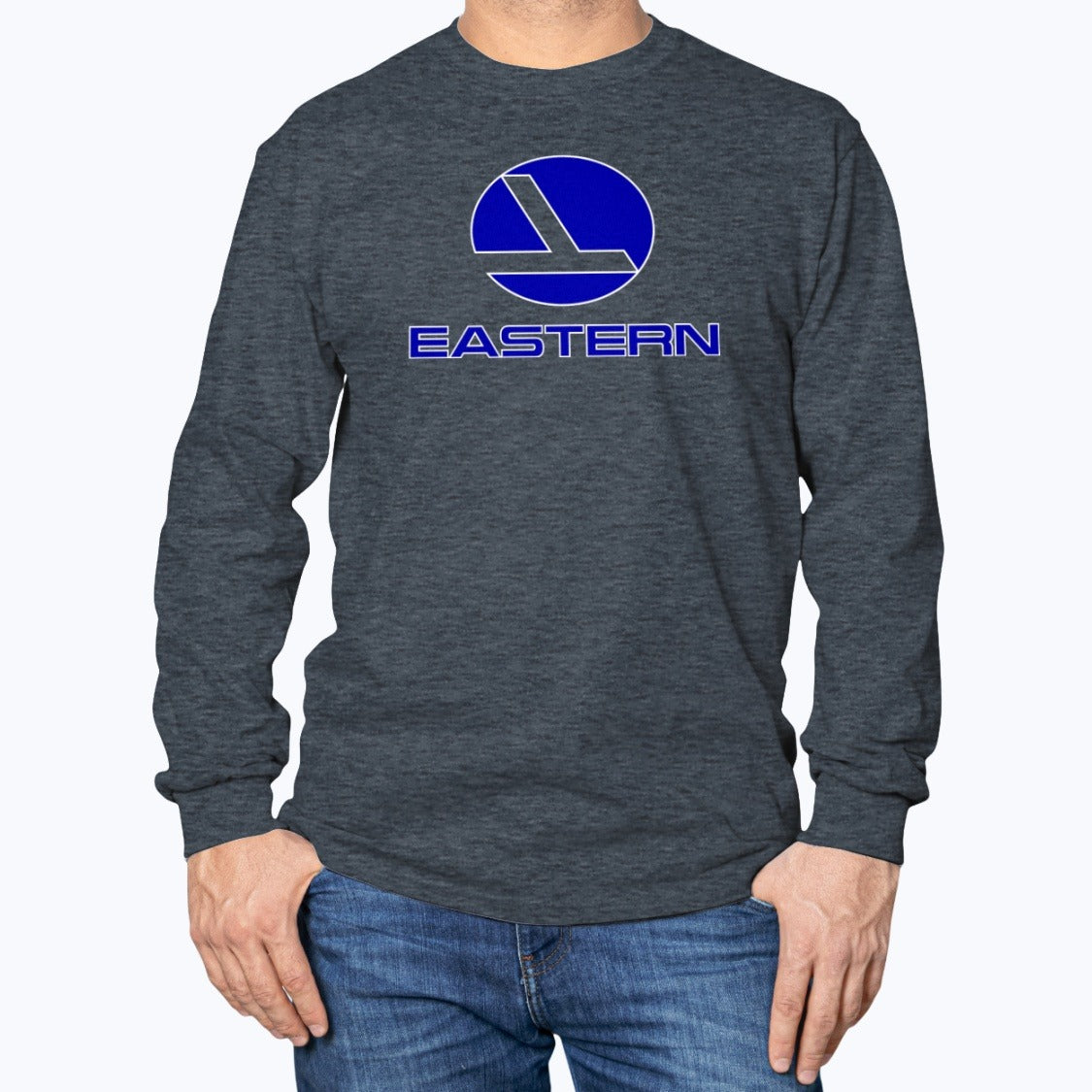 Eastern Air Lines Unisex Long Sleeve T-Shirt - Dark Heather - Model