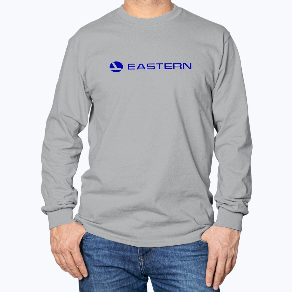 Eastern Air Lines Unisex Long Sleeve T-Shirt - Sport Grey - Model