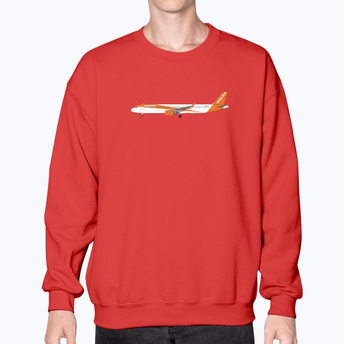EasyJet Airbus A321 Unisex Sweatshirt - Red - Model
