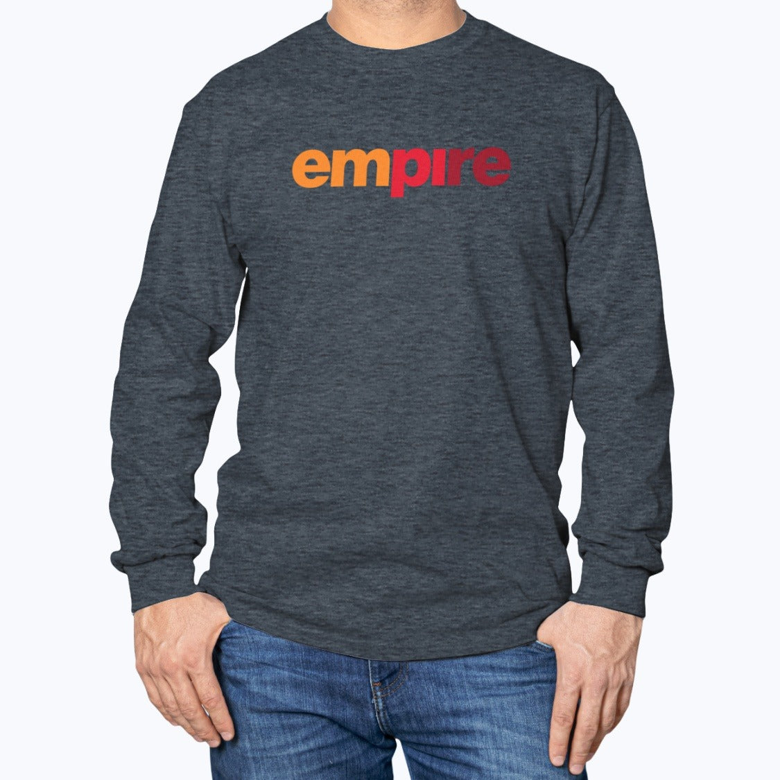 Empire Airlines Unisex Long Sleeve T-Shirt - Dark Heather - Model