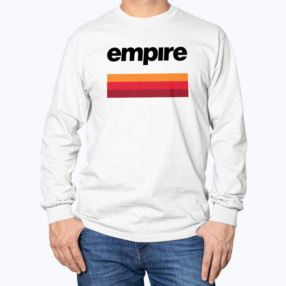 Empire Airlines Unisex Long Sleeve T-Shirt - White - Model