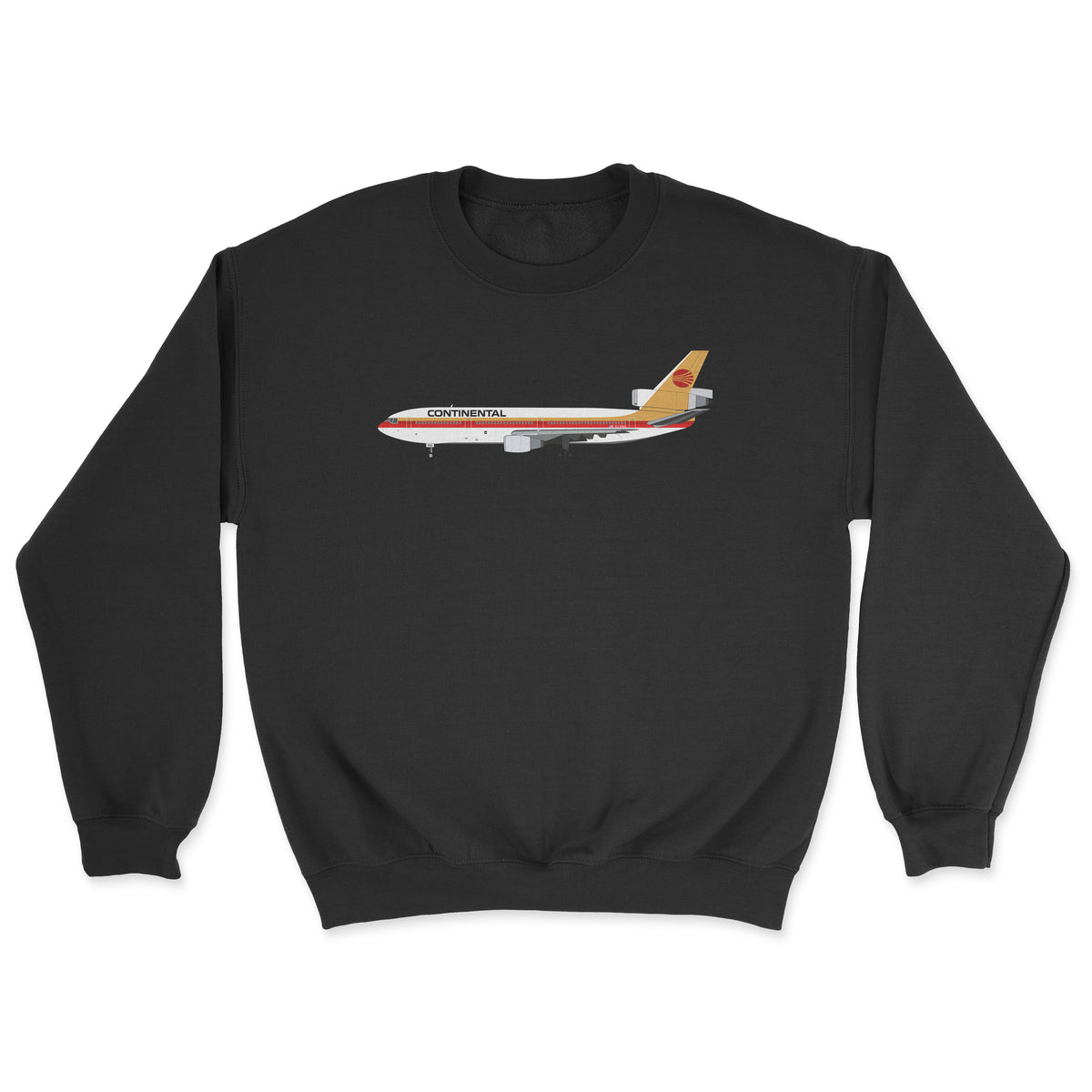 Continental Airlines Mcdonnell Douglas DC-10 Unisex Sweatshirt - Black