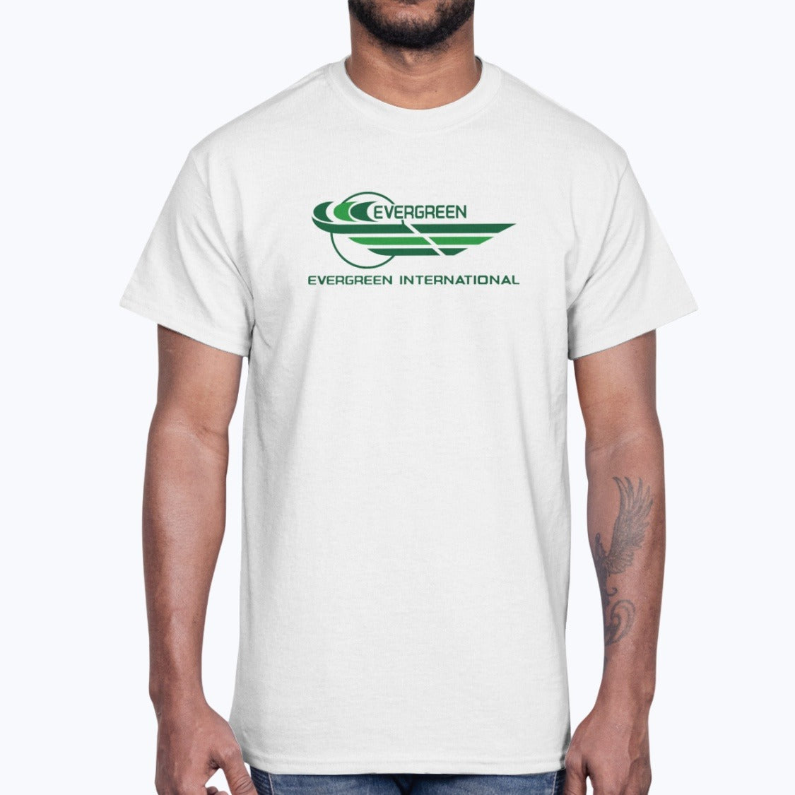 Evergreen Airlines Unisex T-Shirt - White - Model