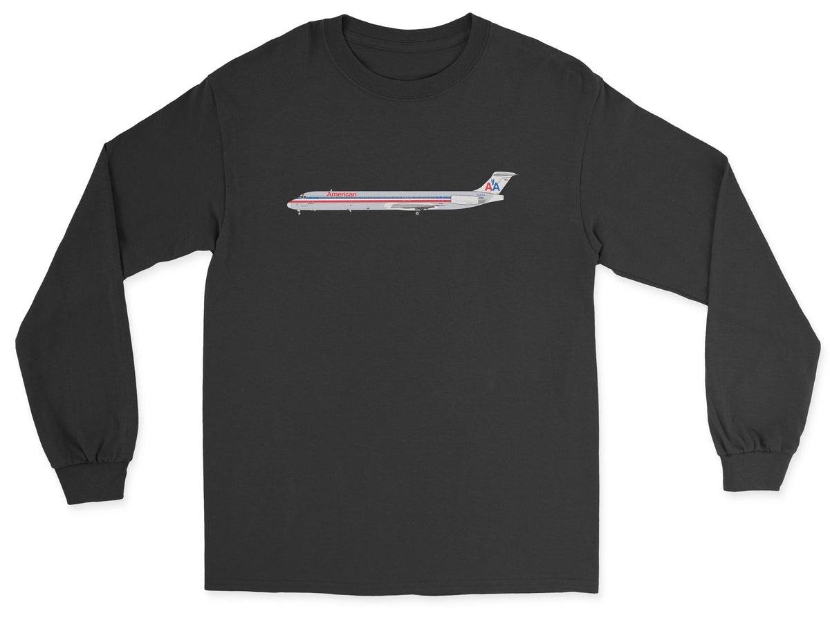 American Airlines McDonnell Douglas MD-80 Unisex Long Sleeve T-Shirt - Black