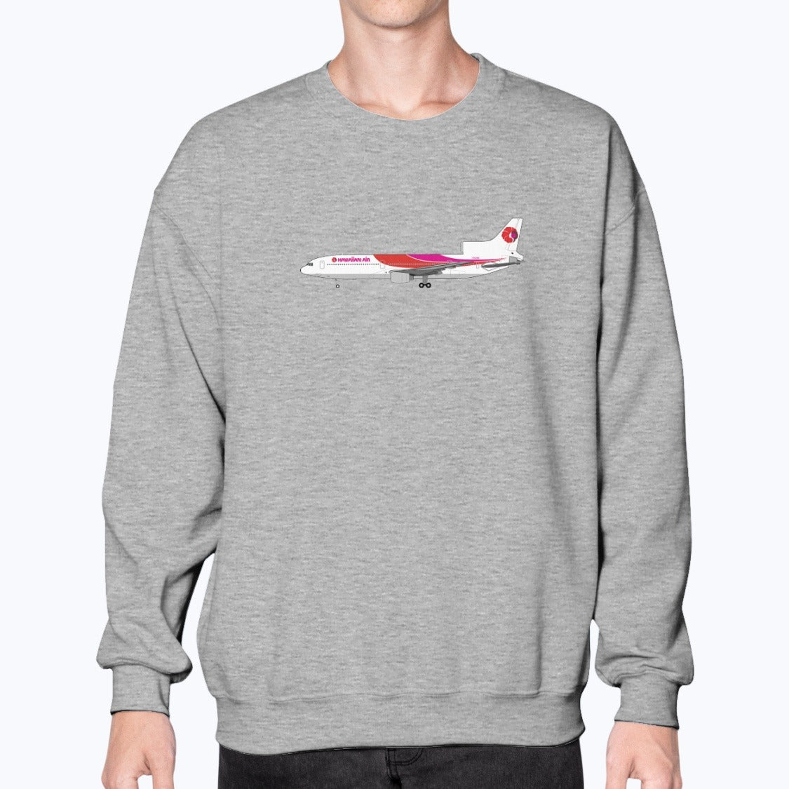 Hawaiian Airlines L-1011 Unisex Sweatshirt - Sport Grey - Model